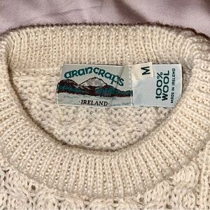 Hand knit authentic aran irish wool sweater